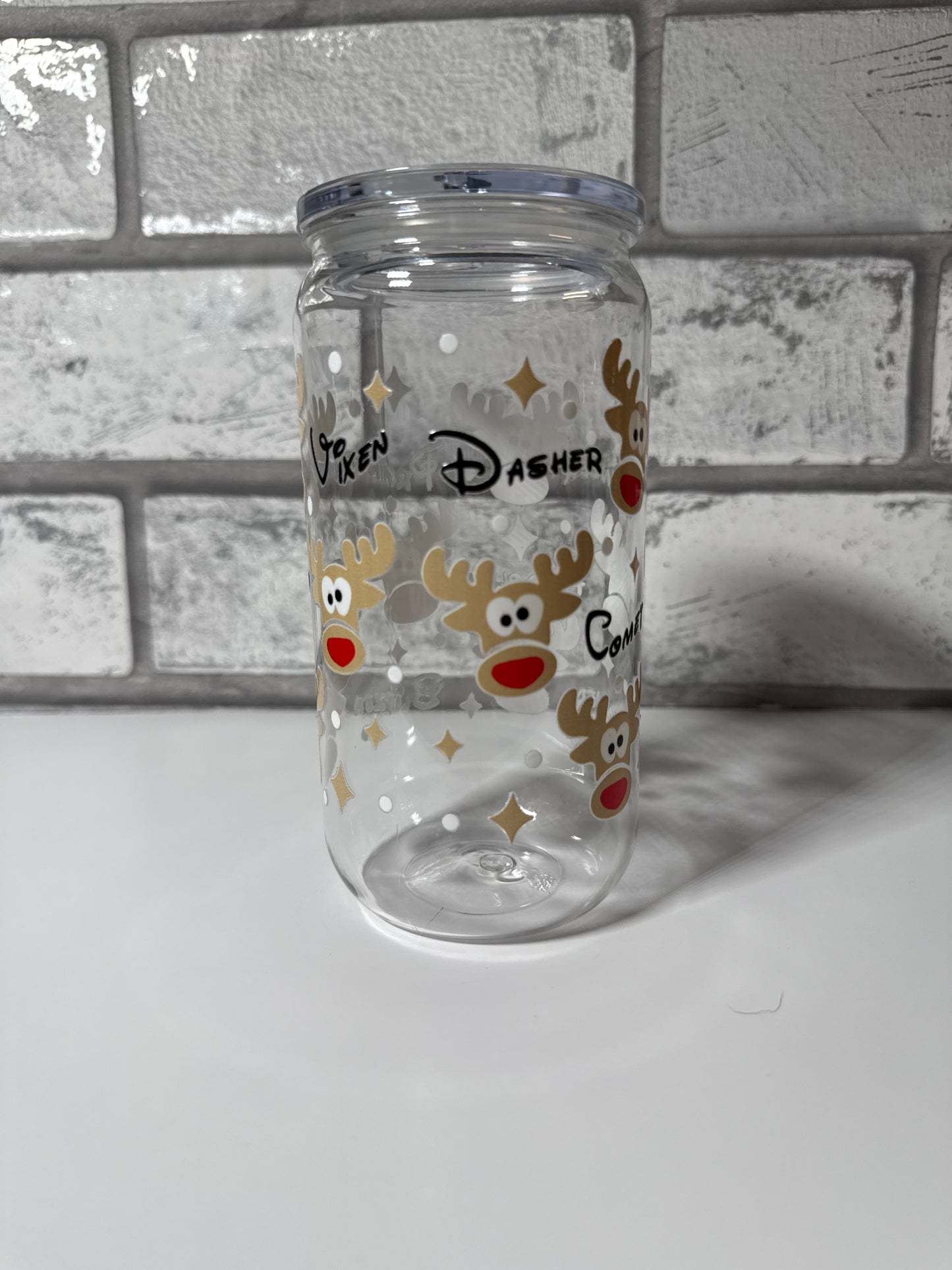 16 oz Santa's Reindeer Plastic Tumbler