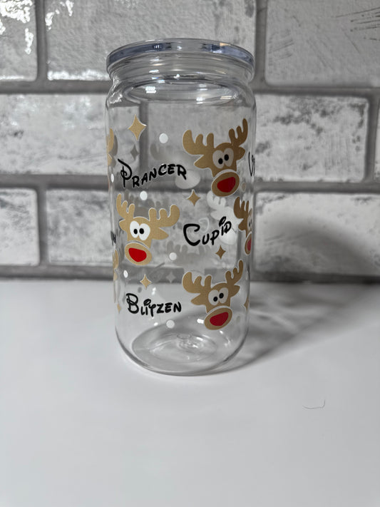16 oz Santa's Reindeer Plastic Tumbler