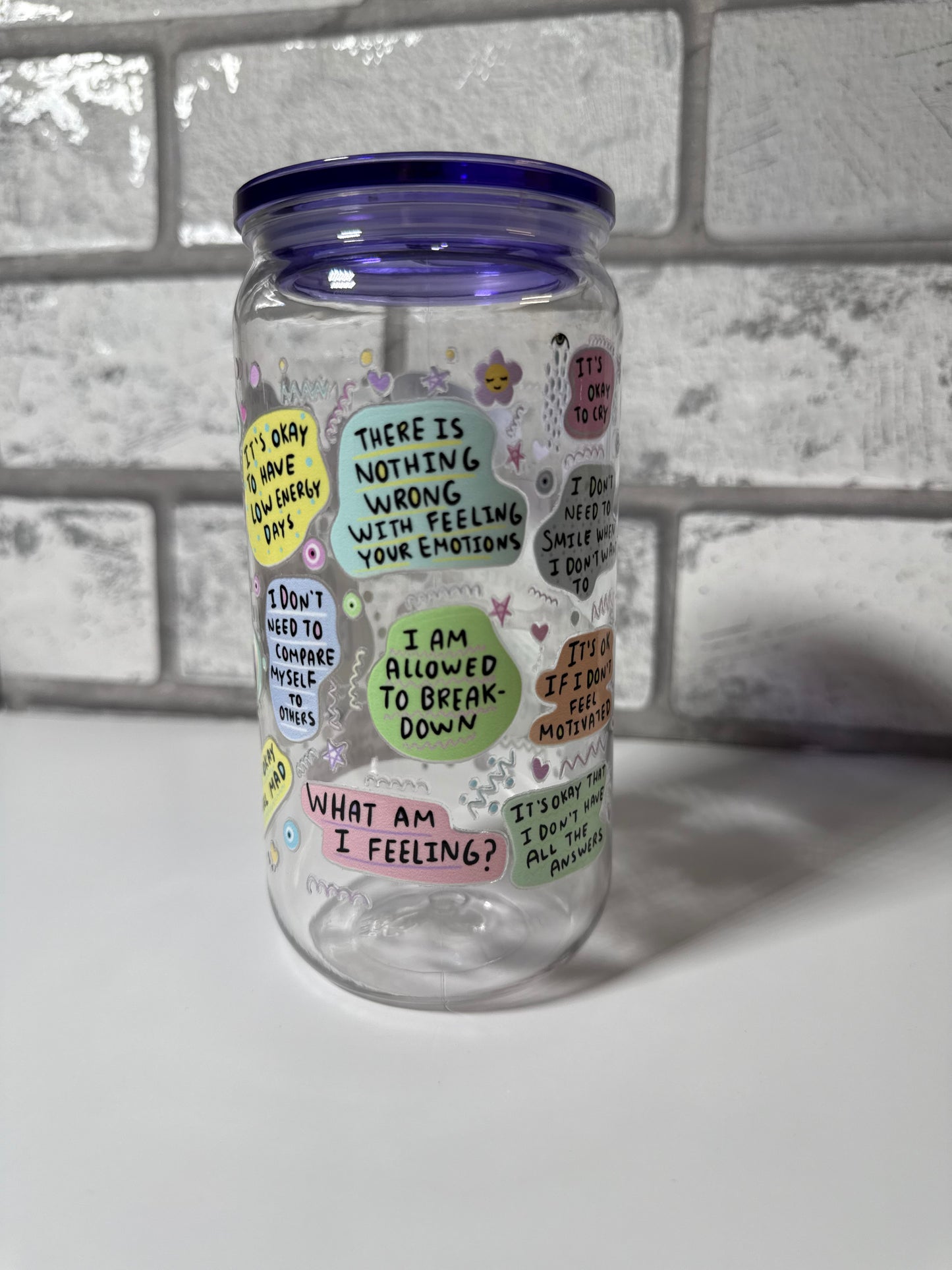 16 oz Motivational Plastic Tumbler with Inspirational Lid Cover