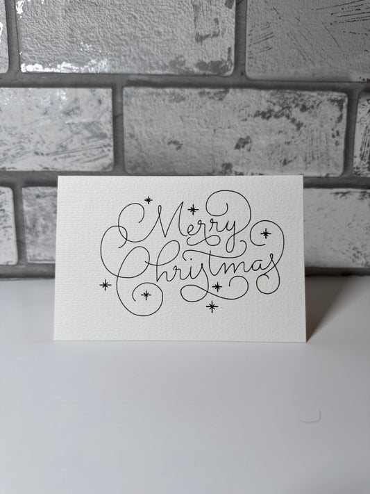Elegant "Merry Christmas" Hand-Lettered Greeting Card