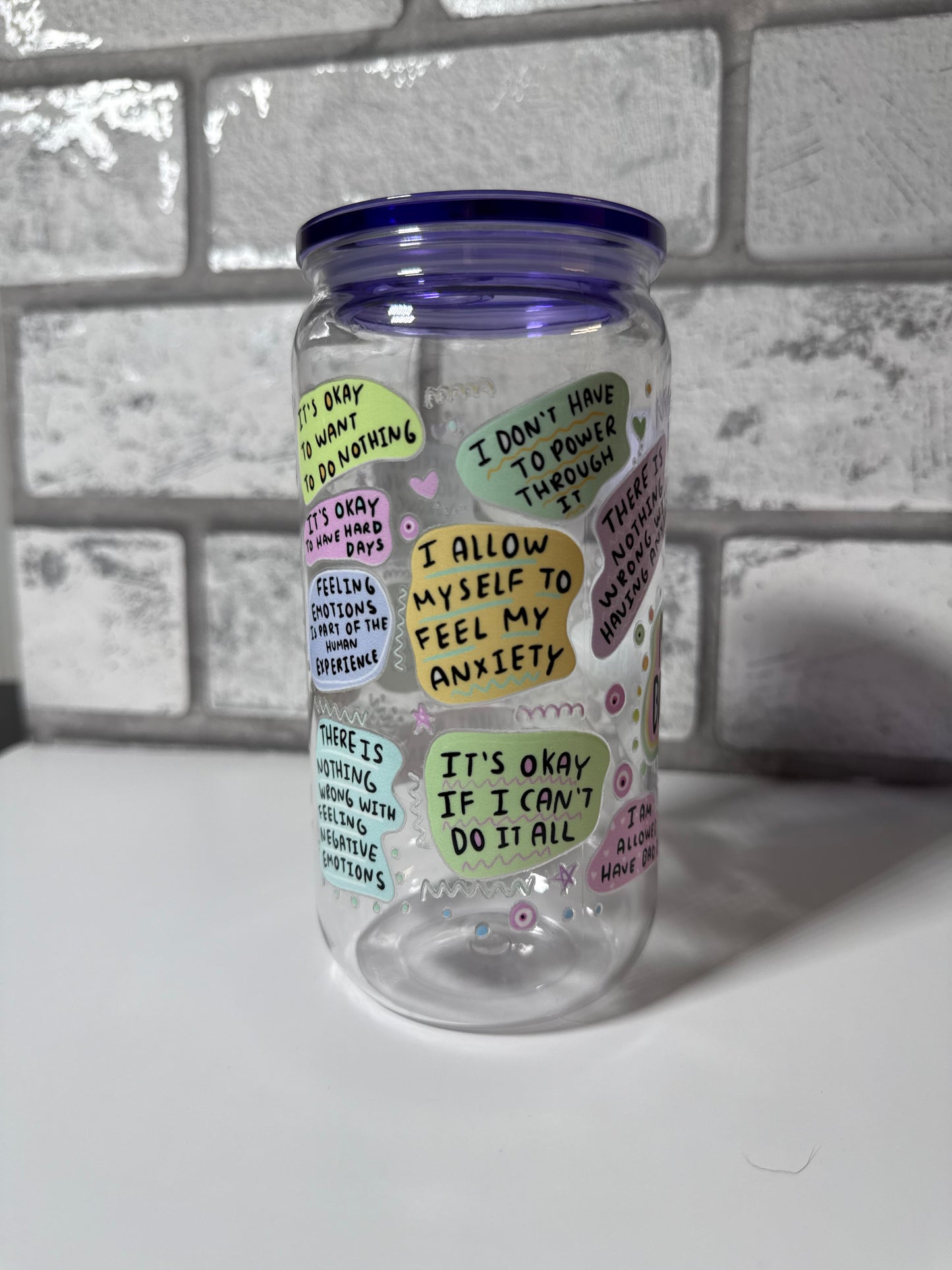 16 oz Motivational Plastic Tumbler with Inspirational Lid Cover